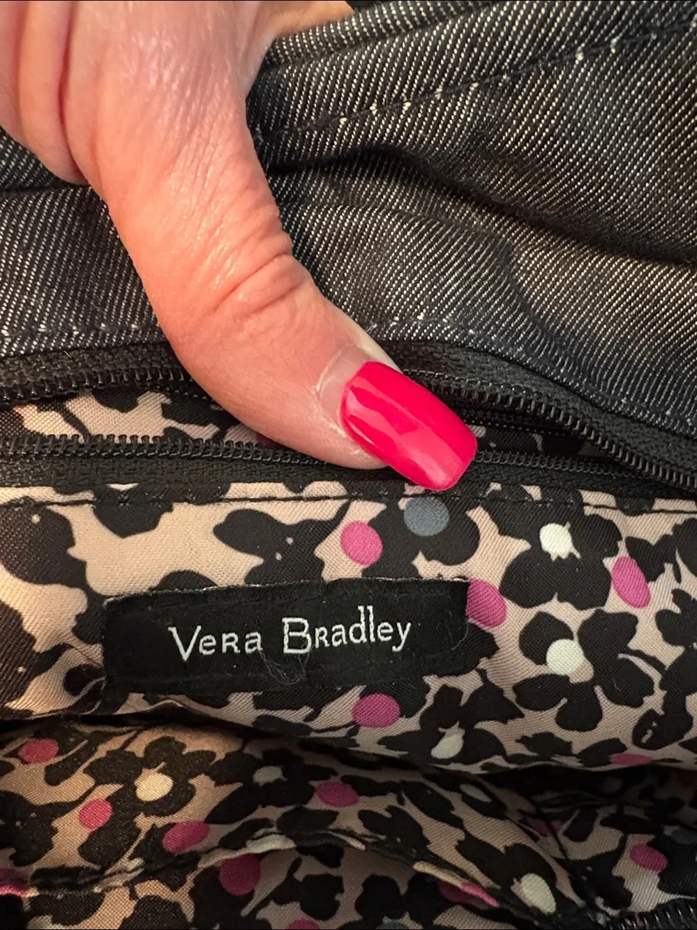 Vera Bradley Black Quilted Shoulder Tote - Picture 11 of 12
